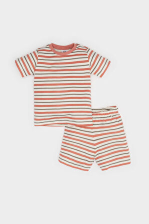 Erkek Bebek Çizgili Kısa Kollu Penye 4'lü Pijama Takımı
