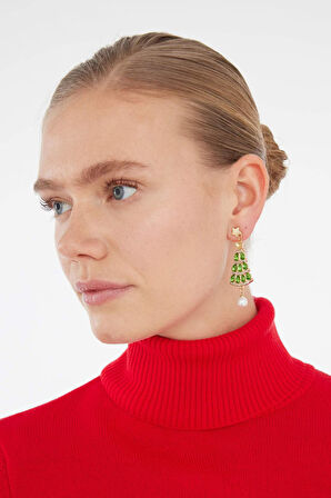 Kadın Yılbaşı Ağacı Temalı Küpe