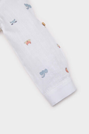 DeFacto Erkek Bebek Hayvan Desenli Flamlı Poplin Uzun Kollu Gömlek E2009A525SPER105