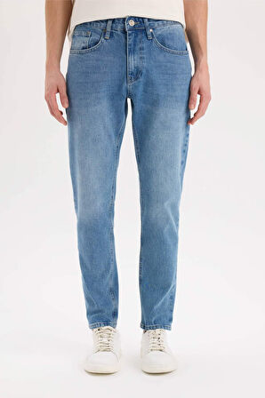 Slim Tapered Fit Dar Paça Jean Pantolon