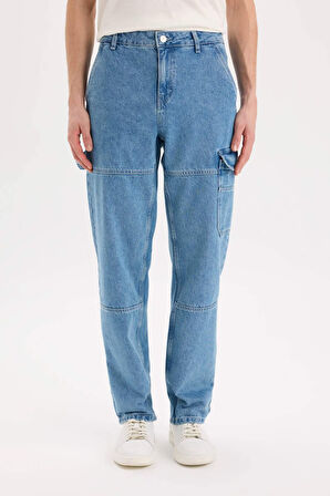 DeFacto %100 Pamuk Relax Fit Rahat Kalıp Geniş Paça Jean Pantolon E3334AX25SPNM28