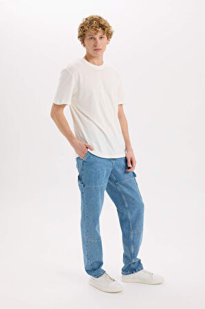 DeFacto %100 Pamuk Relax Fit Rahat Kalıp Geniş Paça Jean Pantolon E3334AX25SPNM28