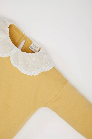 DeFacto Kız Bebek Dantel Yaka Basic Düz Sweatshirt E2825A524WNYL516