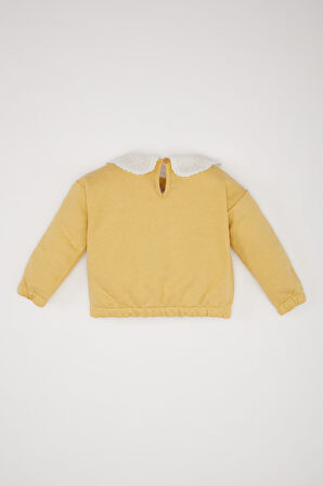 DeFacto Kız Bebek Dantel Yaka Basic Düz Sweatshirt E2825A524WNYL516