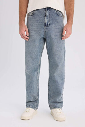 Baggy Fit Geniş Paça Jean Yıkamalı Pantolon