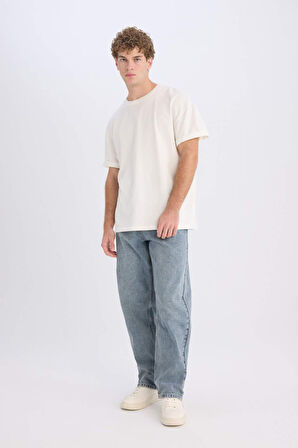 Baggy Fit Geniş Paça Jean Yıkamalı Pantolon