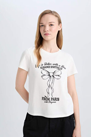 DeFacto Coool Regular Fit Bisiklet Yaka Baskılı Kısa Kollu Tişört E0629AX25SMWT32