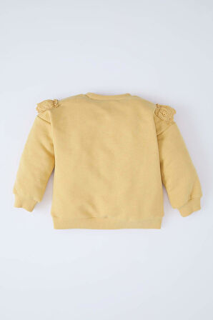 Kız Bebek Bisiklet Yaka İçi Yumuşak Tüylü Sweatshirt