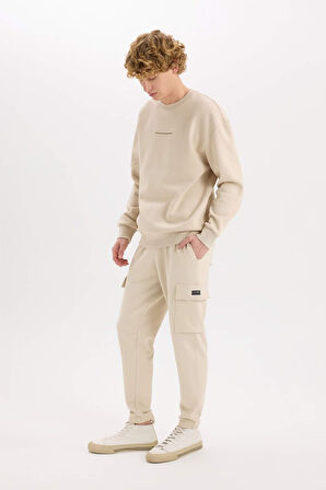 DeFacto Regular Fit Jogger Eşofman Altı Basic Düz Kargo Cepli Lastikli Paça D5252AX25SPBG155