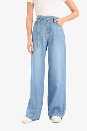 Wide Leg Yüksek Bel Geniş Paça Uzun Yumuşak Jean Pantolon