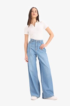 Wide Leg Yüksek Bel Geniş Paça Uzun Yumuşak Jean Pantolon