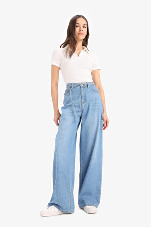 Wide Leg Yüksek Bel Geniş Paça Uzun Yumuşak Jean Pantolon