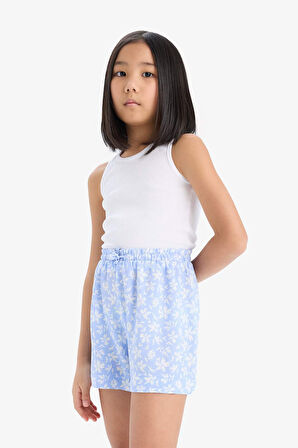 DeFacto Kız Çocuk Çiçek Desenli Viskon Şort E0648A825HSBE213