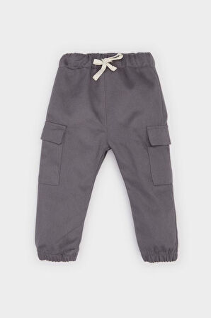Erkek Bebek Beli Paçası Lastikli Cepli Gabardin Pantolon