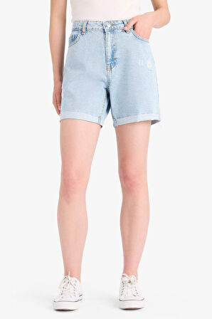 Boyfriend Yüksek Bel Duble Paça Jean Şort