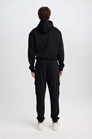 DeFacto Regular Fit Jogger Eşofman Altı Basic Düz Kargo Cepli Lastikli Paça D5252AX25SPBK81
