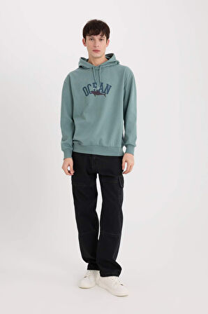 DeFacto Boxy Fit Kapüşonlu Baskılı Sweatshirt E3207AX24WNGN1175