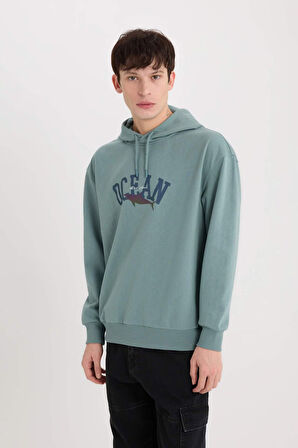 DeFacto Boxy Fit Kapüşonlu Baskılı Sweatshirt E3207AX24WNGN1175