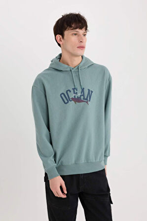 DeFacto Boxy Fit Kapüşonlu Baskılı Sweatshirt E3207AX24WNGN1175