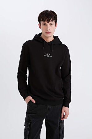 Vikings Valhalla Regular Fit Kapüşonlu Sırt Baskılı Sweatshirt