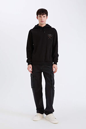 Vikings Valhalla Regular Fit Kapüşonlu Sırt Baskılı Sweatshirt