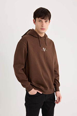 Vikings Valhalla Boxy Fit Kapüşonlu Sırt Baskılı Sweatshirt