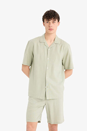 Relax Fit Polo Yaka Kısa Kollu Gömlek