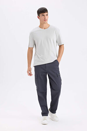 Relax Fit Pantolon Kargo Cepli Düz Paça	