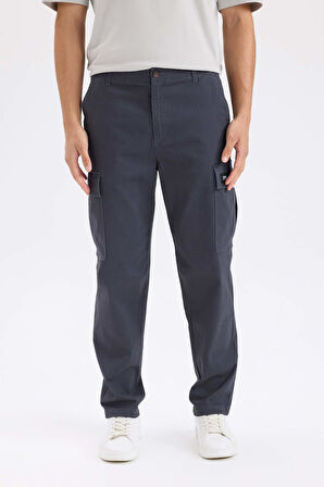 Relax Fit Pantolon Kargo Cepli Düz Paça	