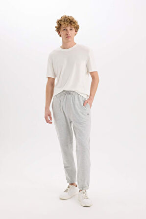 Regular Fit Eşofman Altı Cepli Basic Düz Beli Bağcıklı Lastikli Paça