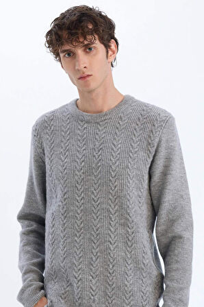 DeFacto Standart Fit Bisiklet Yaka Triko Kazak E1007AX24WNGR210