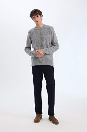 DeFacto Standart Fit Bisiklet Yaka Triko Kazak E1007AX24WNGR210