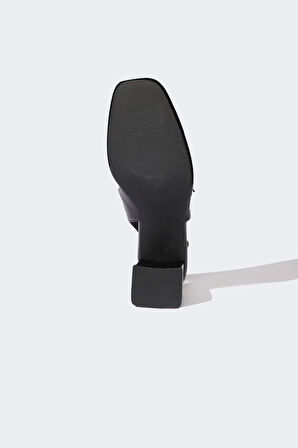 Kadın Yüksek Taban Suni Deri Topuklu Sandalet