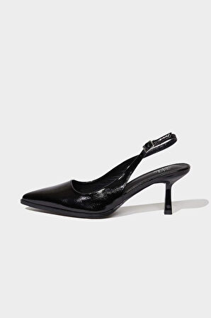 Kadın Yüksek Taban Suni Deri Topuklu Sandalet