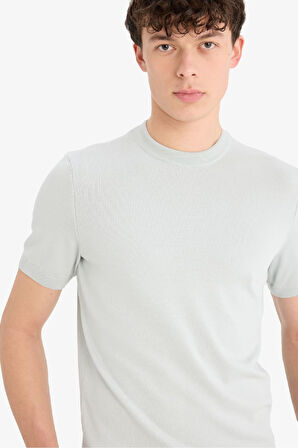 DeFacto Standart Fit Bisiklet Yaka Triko Kısa Kollu Tişört E3239AX25SPGN1255