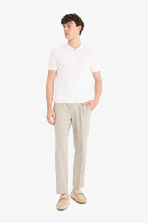 DeFacto Standart Fit Polo Yaka Yarım Fermuarlı Kısa Kollu Triko Tişört E3243AX25SPWT32