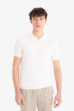 DeFacto Standart Fit Polo Yaka Yarım Fermuarlı Kısa Kollu Triko Tişört E3243AX25SPWT32