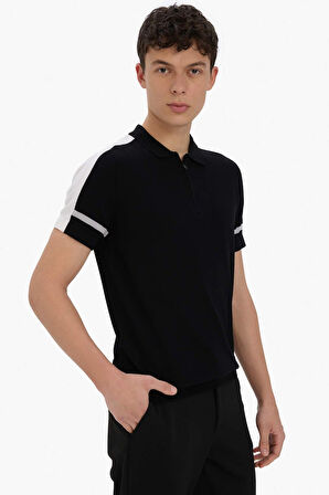 DeFacto Slim Fit Dar Kesim Polo Yaka Fermuarlı Kısa Kollu Triko Tişört C5015AX25SMBK81