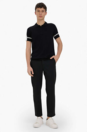 DeFacto Slim Fit Dar Kesim Fermuarlı Kısa Kollu Triko Polo Tişört C5015AX25SMBK81