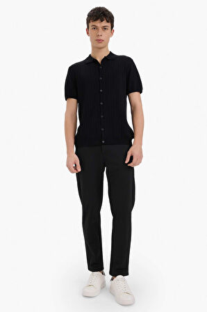 DeFacto Standart Fit Polo Yaka Kısa Kollu Siyah Triko Tişört E4603AX25SMBK27