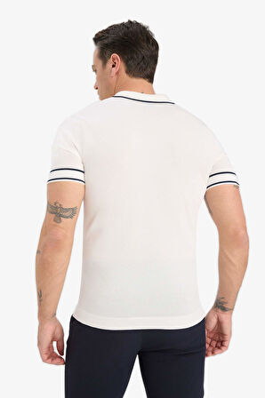 DeFacto Standart Fit Polo Yaka Kısa Kollu Beyaz Triko Tişört E3251AX25SMWT32