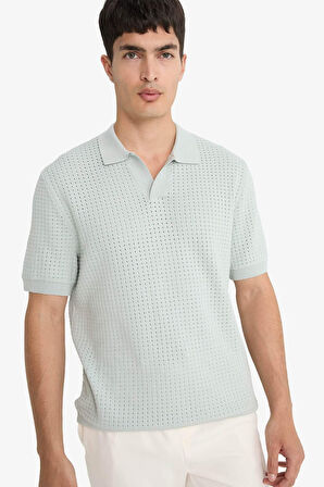 Standart Fit Polo Yaka Triko Kısa Kollu Tişört