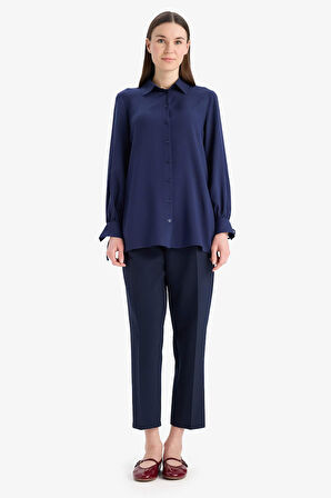 DeFacto Regular Fit Basic Düz Viskon Uzun Kollu Tesettür Gömlek Tunik D7352AX25SPNV31