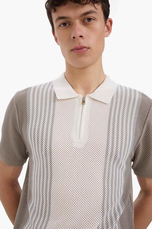 DeFacto Standart Fit Polo Yaka Yarım Fermuarlı Triko Kısa Kollu Tişört E5438AX25SMBG404
