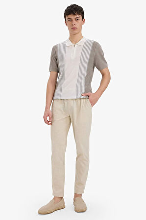 DeFacto Standart Fit Polo Yaka Yarım Fermuarlı Triko Kısa Kollu Tişört E5438AX25SMBG404