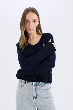 Coool Slim Fit Dar Kesim Bisiklet Yaka Triko Kazak