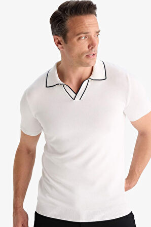 DeFacto Modern Fit Polo Yaka Kısa Kollu Triko Tişört C4984AX25SMWT32