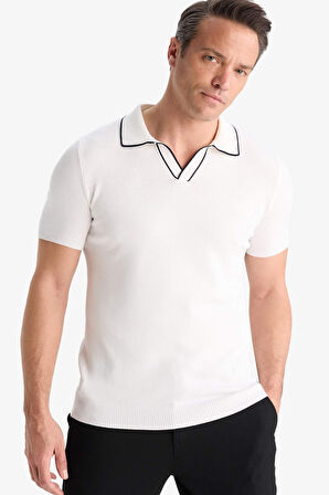 DeFacto Modern Fit Polo Yaka Kısa Kollu Triko Tişört C4984AX25SMWT32
