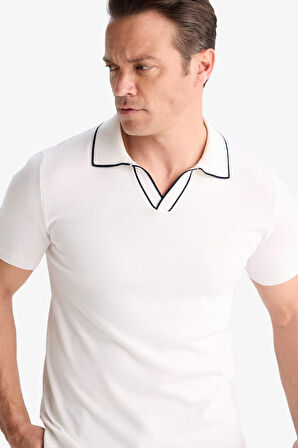 DeFacto Modern Fit Polo Yaka Kısa Kollu Triko Tişört C4984AX25SMWT32