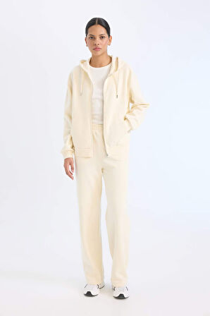 DeFacto Straight Fit Kalın Eşofman Altı Cepli Beli Lastikli Basic Düz Yüksek Bel Geniş Bol Paça B8571AX25SPBG759